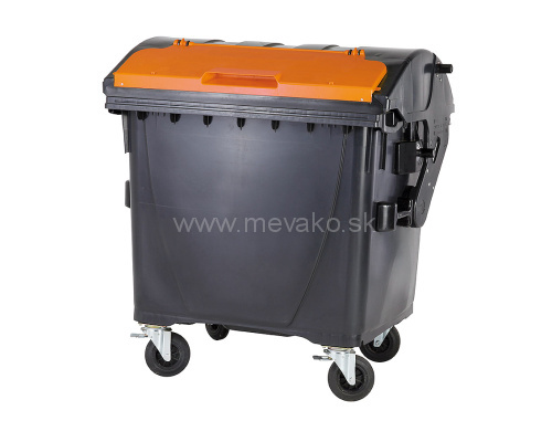 Plastový kontajner 1100 l - čierno/oranžový V/V