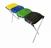 Štvor stojan na vrecia s plastovými vekami