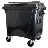 Plastový kontajner 1100 l čierny - ploché veko vo veku