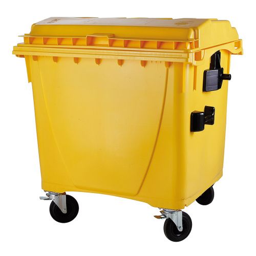 Plastový kontajner 1100 l žltý - ploché veko