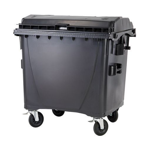 Plastový kontajner 1100 l čierny - ploché veko