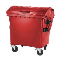 Plastový kontajner 1100 l červený-veko vo veku