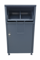 Kontajner na textil 2,5 m3 delený vhadz. otvor, zabezp. proti krádeži s trezorovým zámkom RAL7016