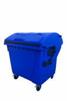 Plastový kontajner 1100 l modrý-veko vo veku