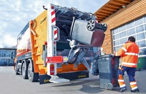 Zariadenie na váženie nádob na odpad na vyklápač zberového vozidla